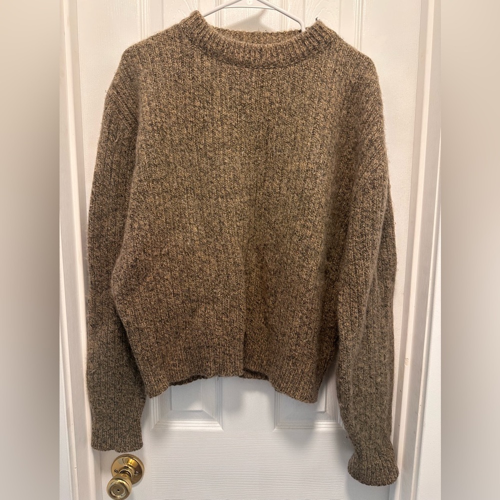 American Eagle Outfitters Chunky Knit Crewneck Sweater in Heather Brown